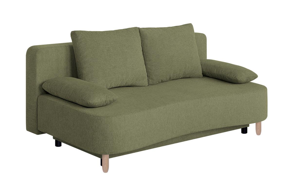 2-sitzer-sofa Lara Mit Schlaffunktion & Bettkasten - Buchefarben/Schwarz, Design, Holzwerkstoff/Textil (193/86/85cm) - P & B