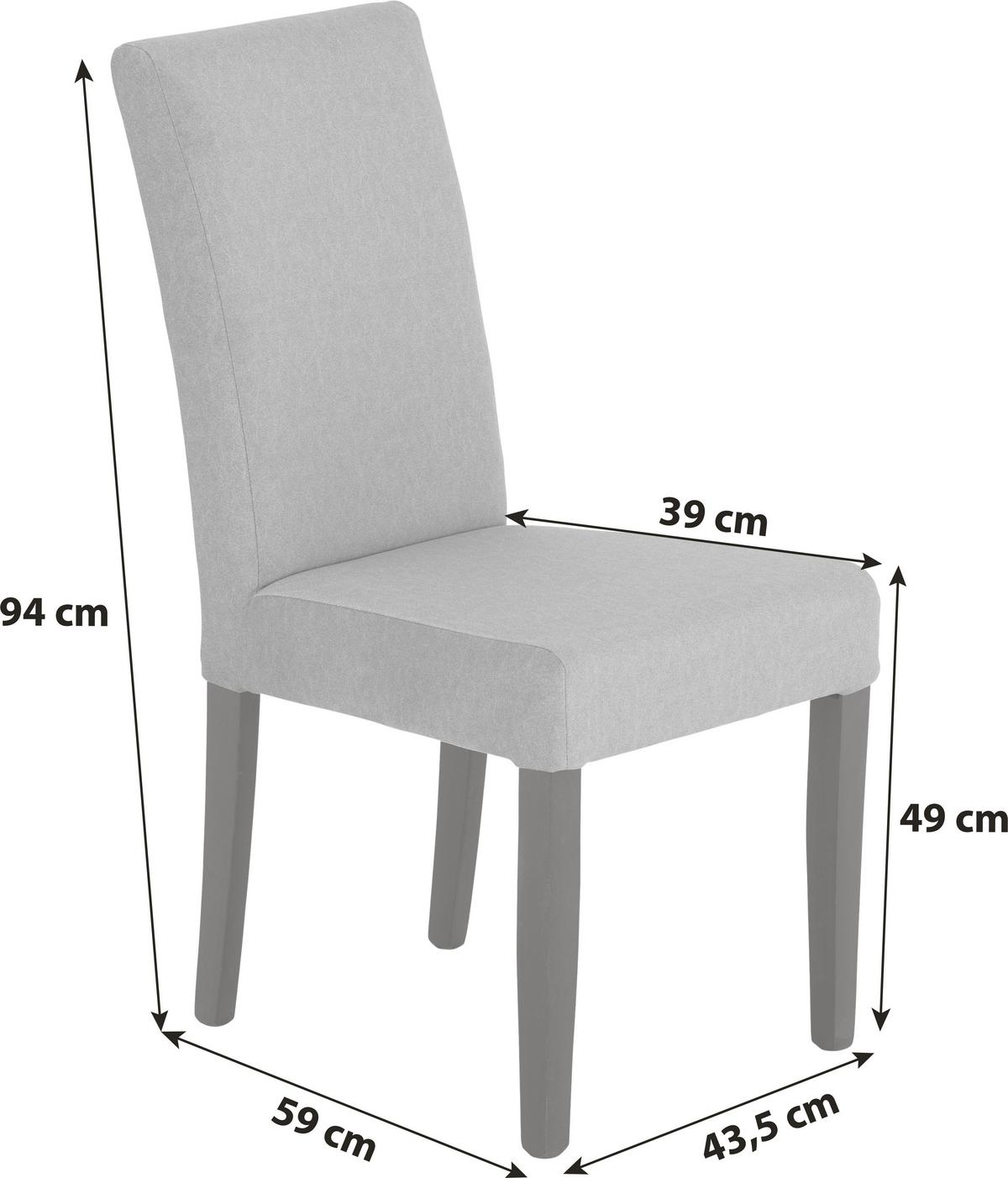 Esszimmerstuhl Campel Grau Echtholz-Beine - Schwarz/Grau, KONVENTIONELL, Holz/Textil (43,5/94/59cm)