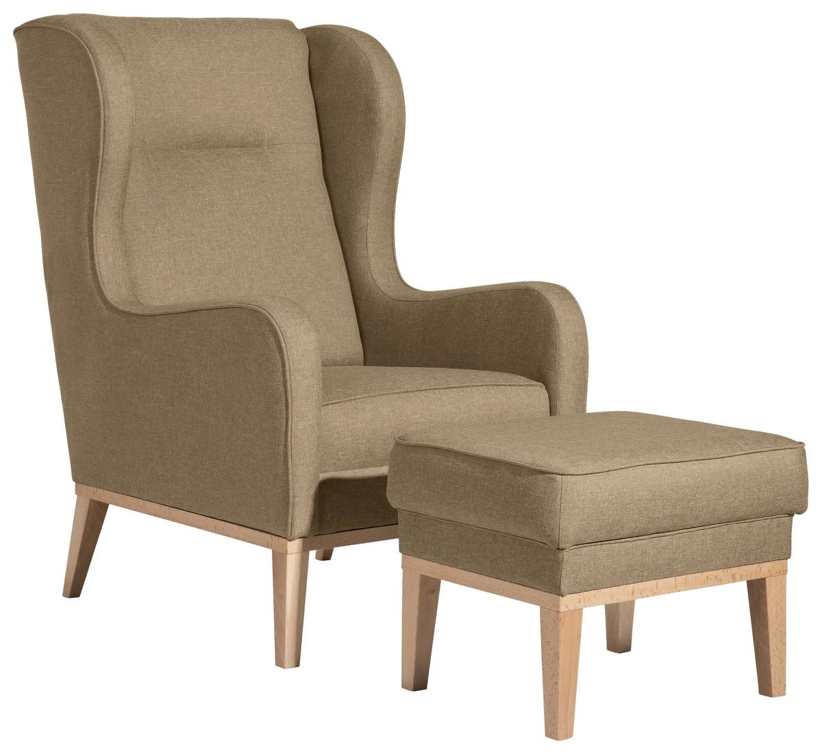 Ohrensessel Angelo - Sandfarben/Naturfarben, KONVENTIONELL, Textil (66/104/78cm) - Max Winzer