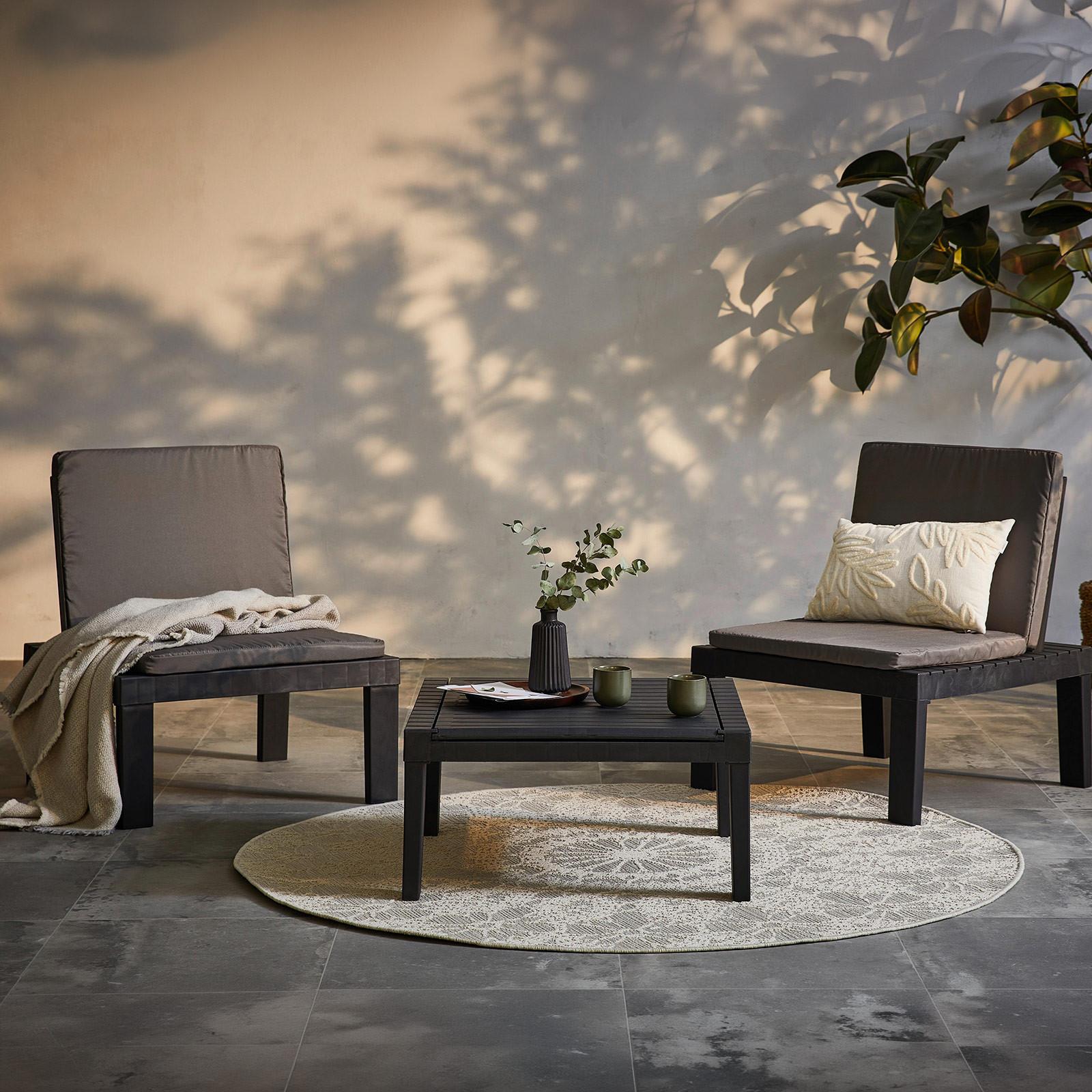 Balkonset Duetto 8 Teilig - Anthrazit, Basics, Kunststoff (65/78/195cm)