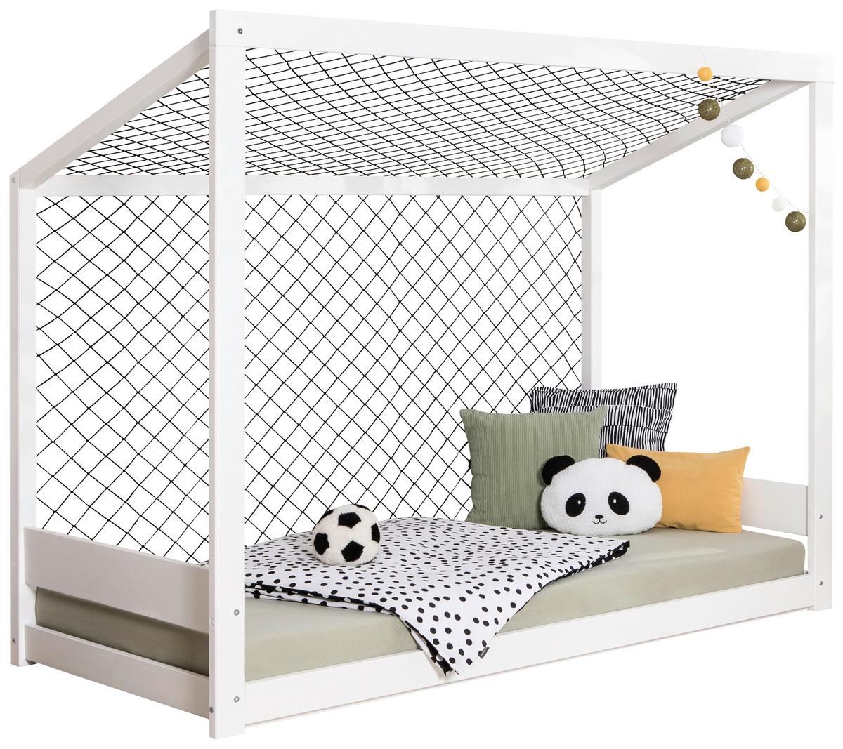 Bodenbett mit Bettkasten 90x200 cm Weiß - Weiß, MODERN, Holz/Textil (90/200cm) - MID.YOU