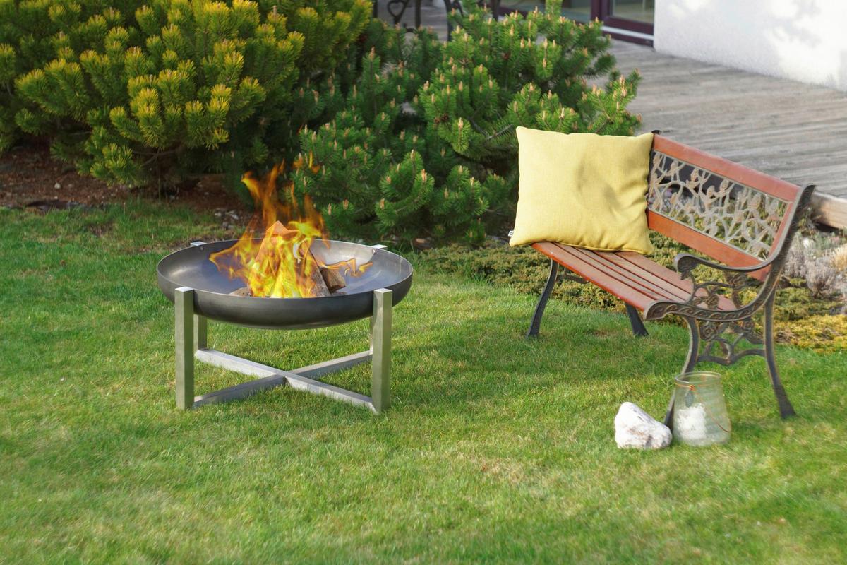 Feuerschale Cross XXL Edelstahl - Edelstahlfarben, Basics, Metall (63/63/35cm)