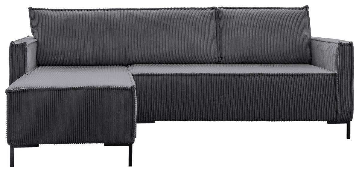 Rohová sedacia súprava, sivá - čierna/sivá, Design, kov/textil (232/90/154cm) - MID.YOU