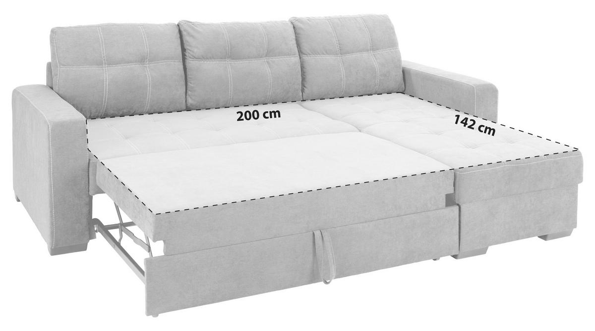 Ecksofa mit Schlaffunktion + Bettkasten Mediolan Dunkelgrau - Dunkelgrau/Schwarz, Design, Textil (240/160cm) - Ondega