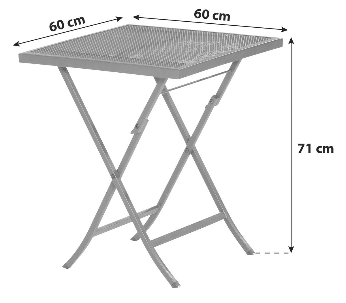 Gartentisch Klappbar Samos Metall L 60 cm - Graphitfarben, MODERN, Metall (60/60/71cm) - Gardenson
