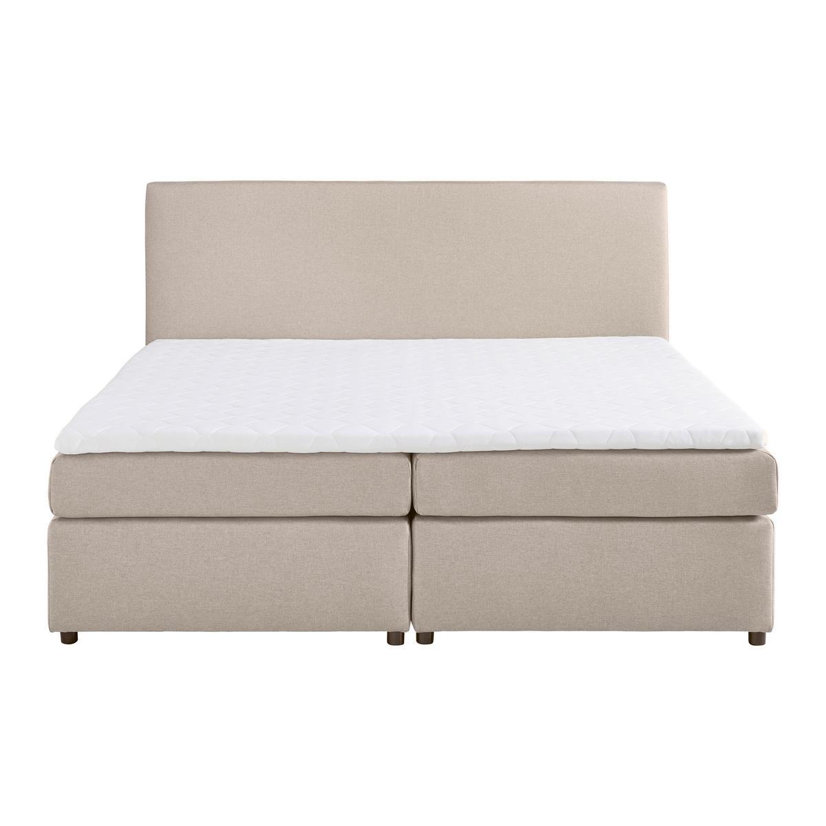 Boxpringová posteľ s toperom, 180x200 cm, béžová - čierna/béžová, Modern, drevo/textil (180/200cm) - Bessagi Home