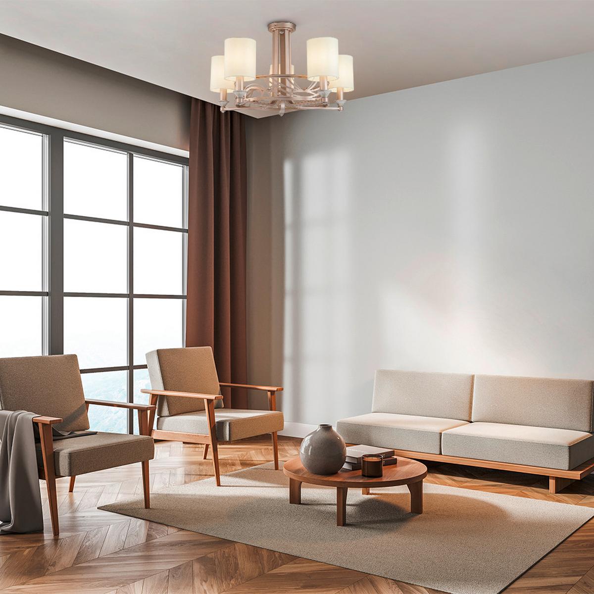 Kronleuchter Vittoria - Goldfarben/Creme, Trend, Kunststoff/Textil (71/34.2/71cm) - MAYTONI