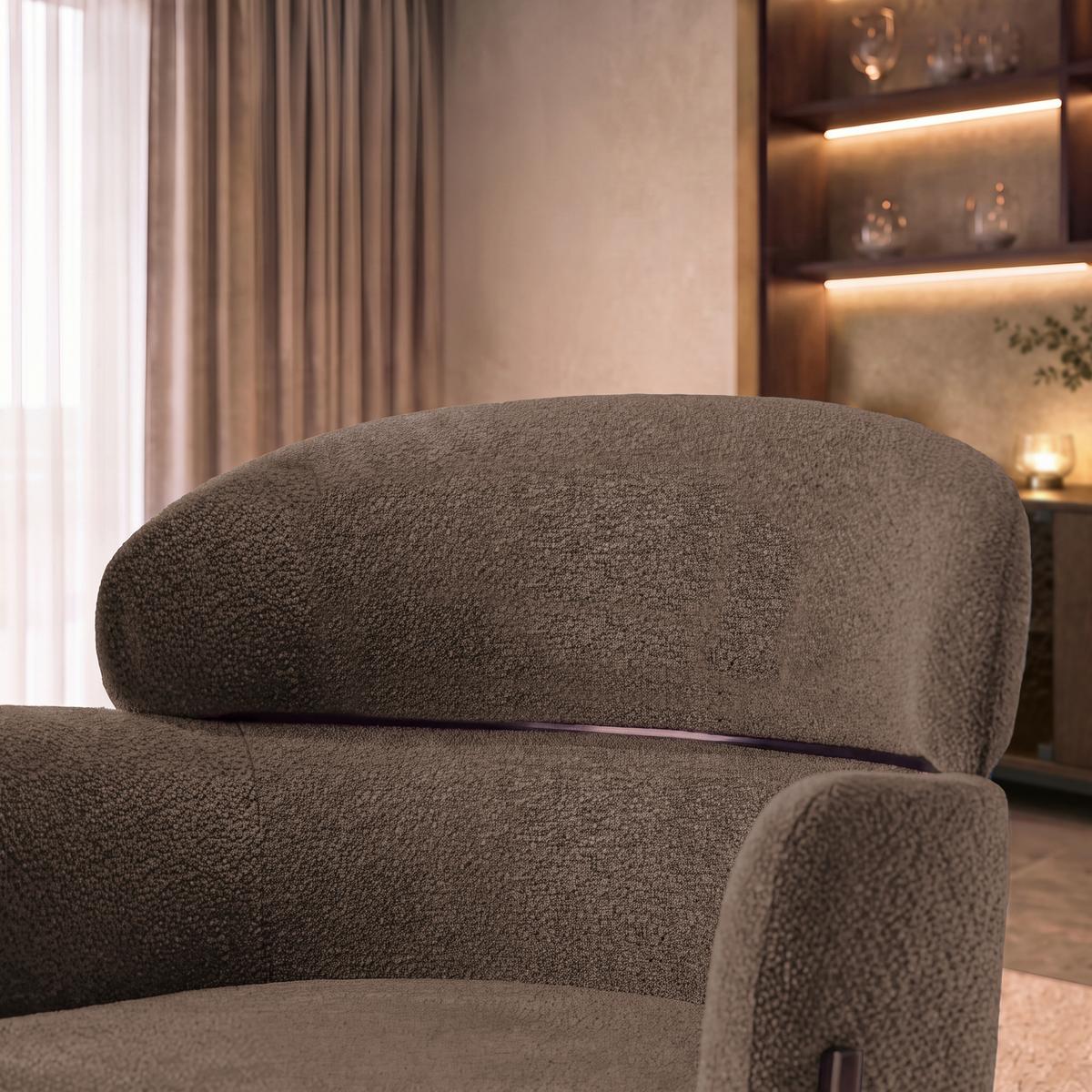 Židle s područkami Chloe, hnědé, čalouněné - černá/hnědá, Moderní, kov/textil (62/79/59,5cm) - Bessagi Home