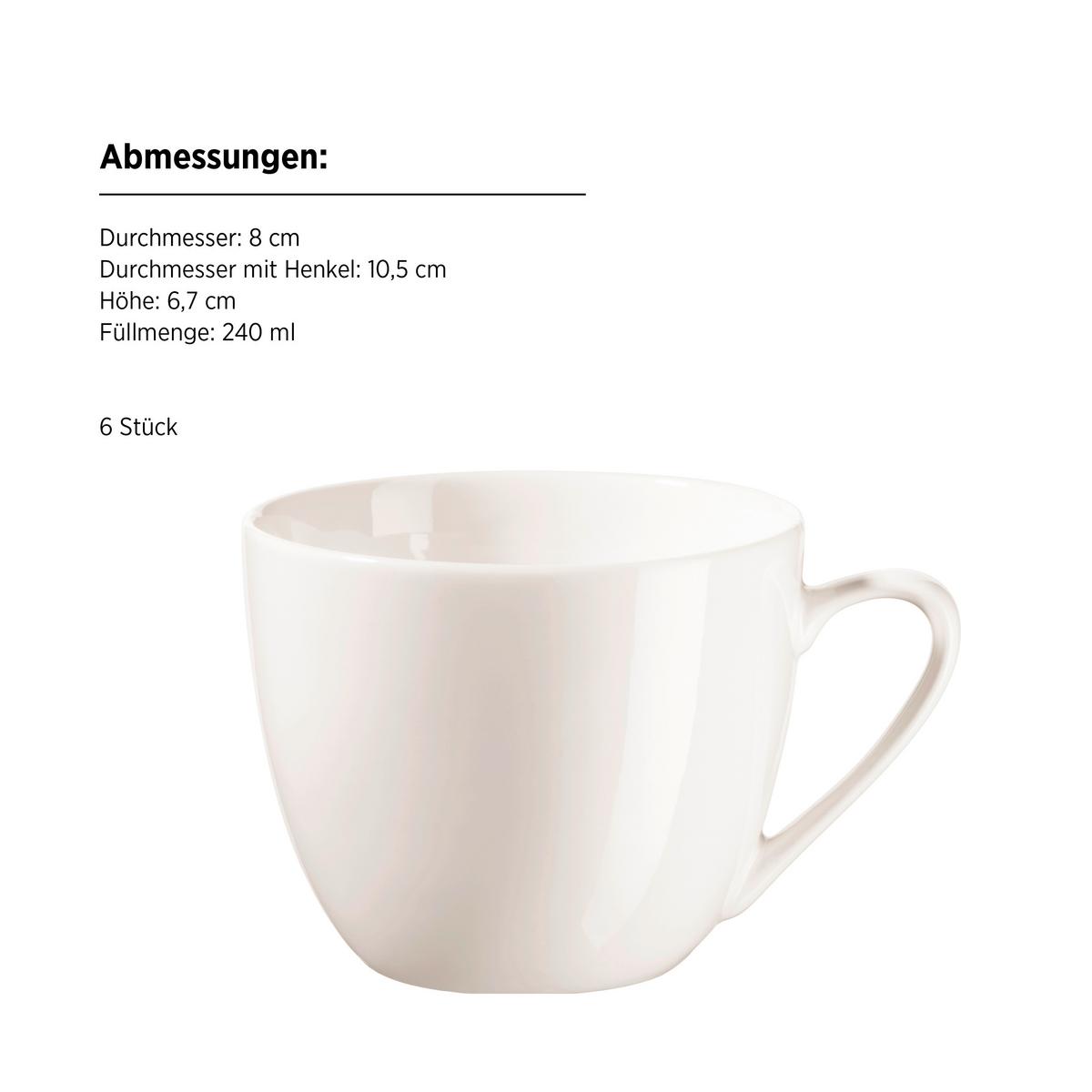 Kaffeeservice Belmira 6 Personen Geschirr Set - Weiß, Basics, Keramik - Mäser