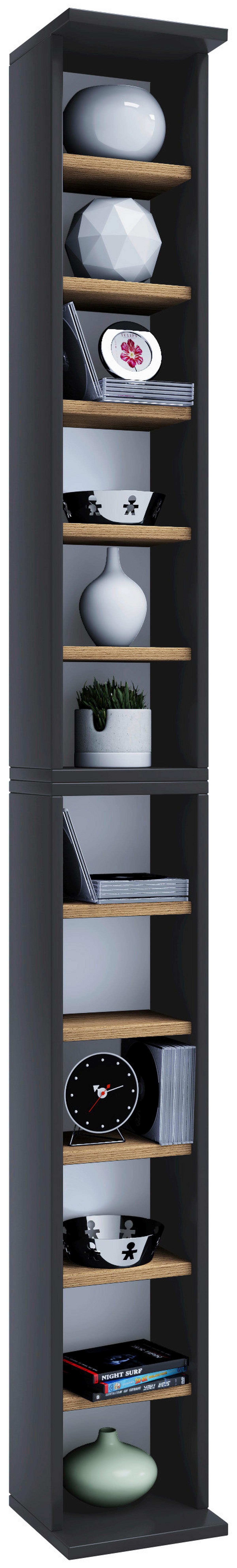 CD-Regal Bigol Anthrazit/Eiche Dekor B:21cm - Honigeiche/Anthrazit, MODERN, Holzwerkstoff (21/180/20cm) - MID.YOU