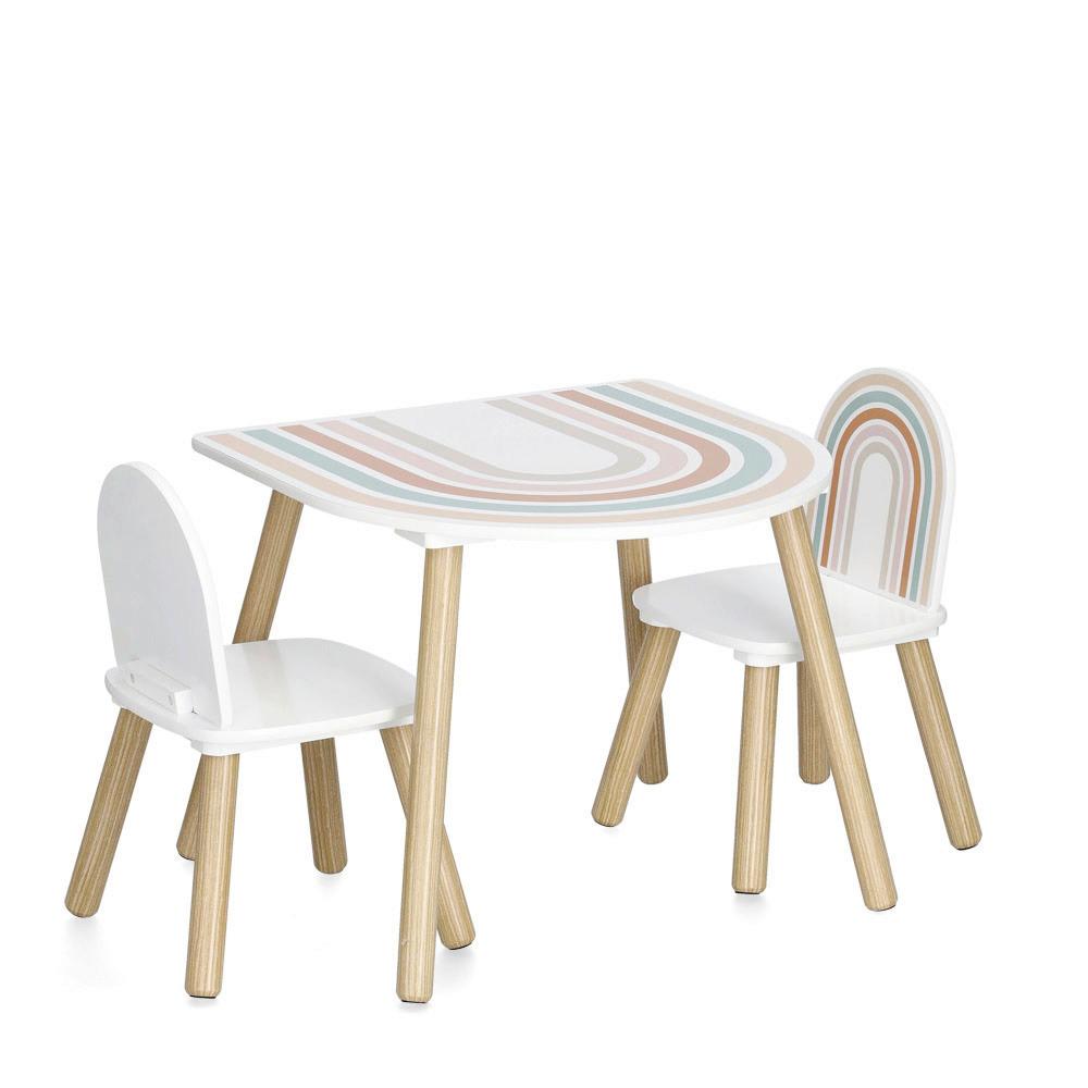 Kindersitzgruppe Rainbow - Weiß/Kieferfarben, Basics, Holz/Holzwerkstoff (55/55/45cm) - Zeller Present