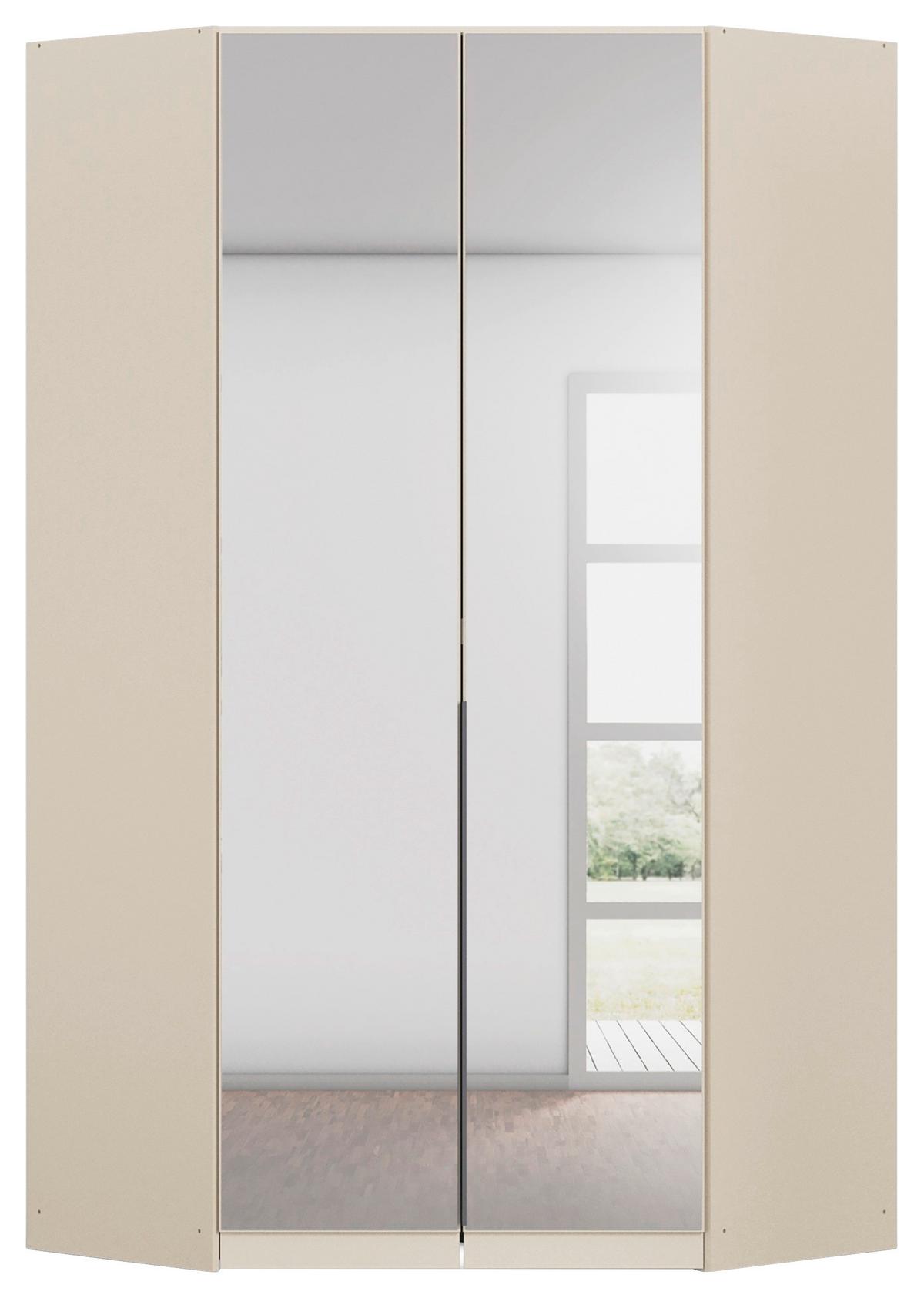 Eckschrank Mit Spiegel 117cm Alabama Super Champagner - Champagner/Transparent, MODERN, Holzwerkstoff (117/229/117cm)