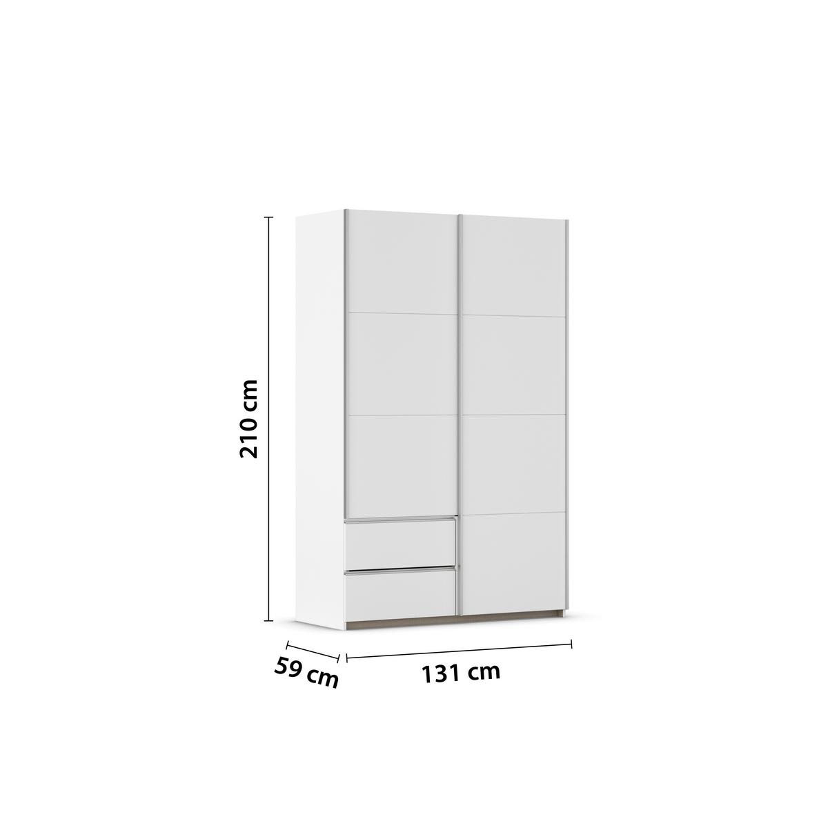 Schwebetürenschrank Stoke Weiß/ Alufarben B: 131 Cm - Alufarben/Weiß, MODERN, Holzwerkstoff (131/210/59cm) - Rauch Möbel