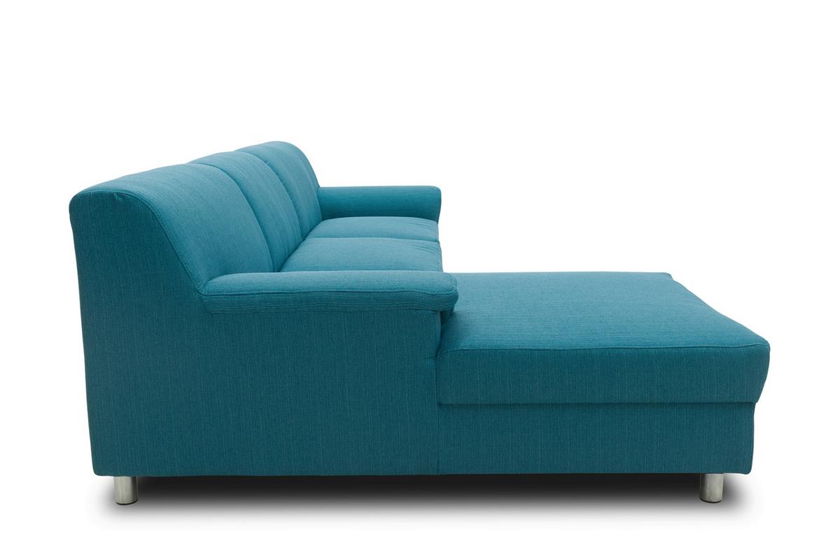 Ecksofa Jamie Armlehnen Petrol Webstoff - Chromfarben/Petrol, KONVENTIONELL, Textil (150/251cm) - MID.YOU