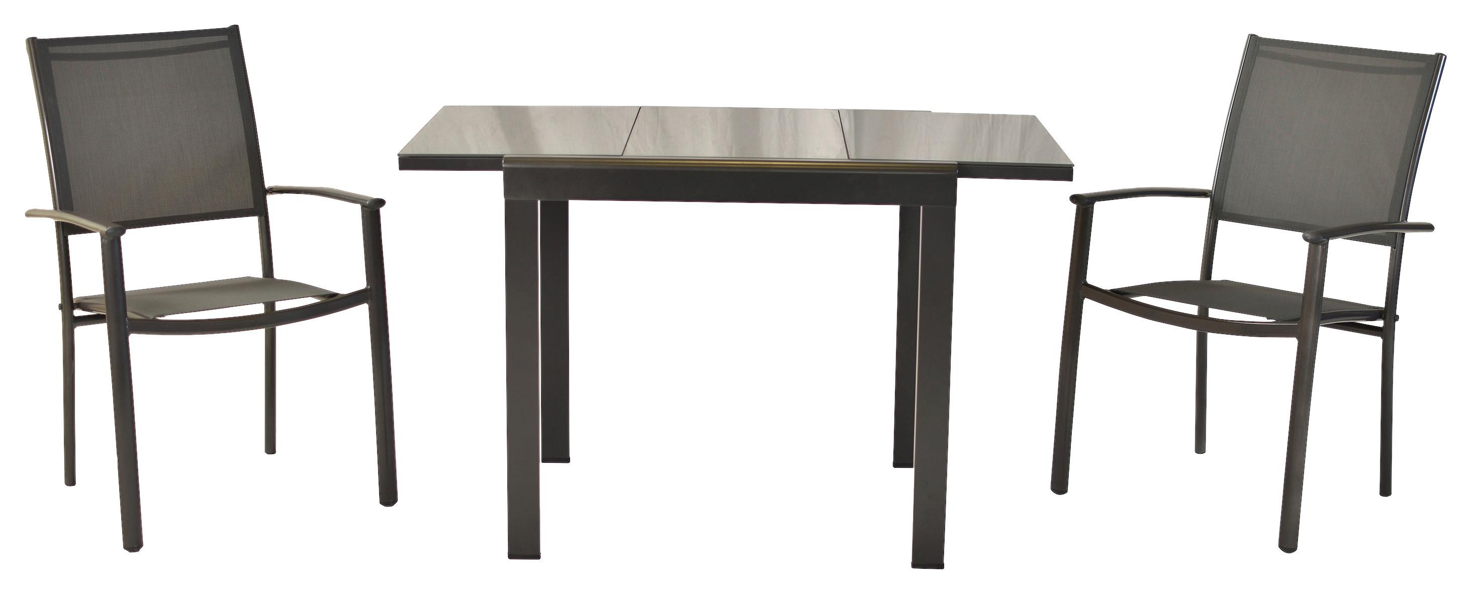 Gartenset Milano - Graphitfarben/Grau, MODERN, Textil/Metall - Gardenson