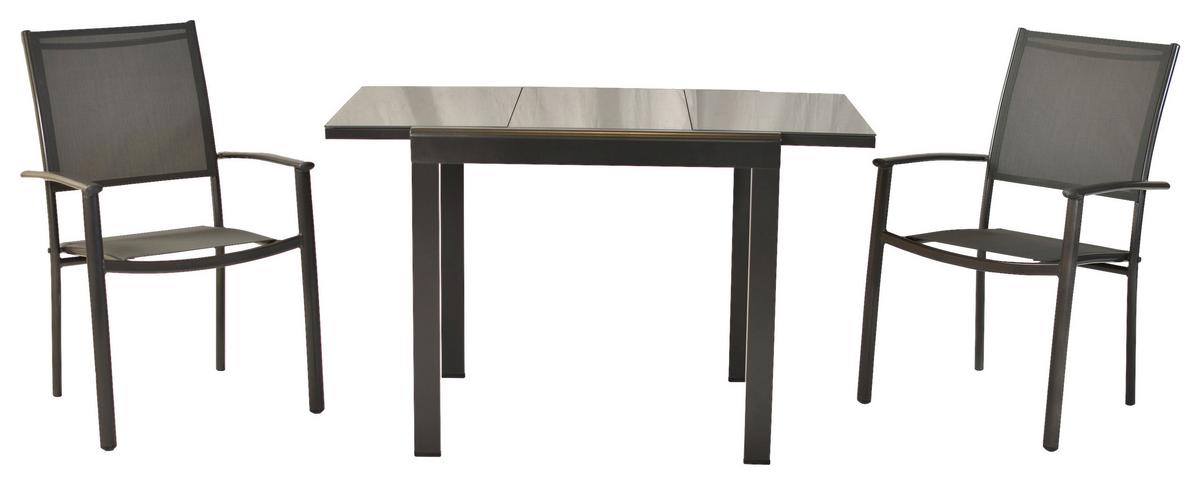 Gartenset Milano - Graphitfarben/Grau, MODERN, Textil/Metall - Gardenson