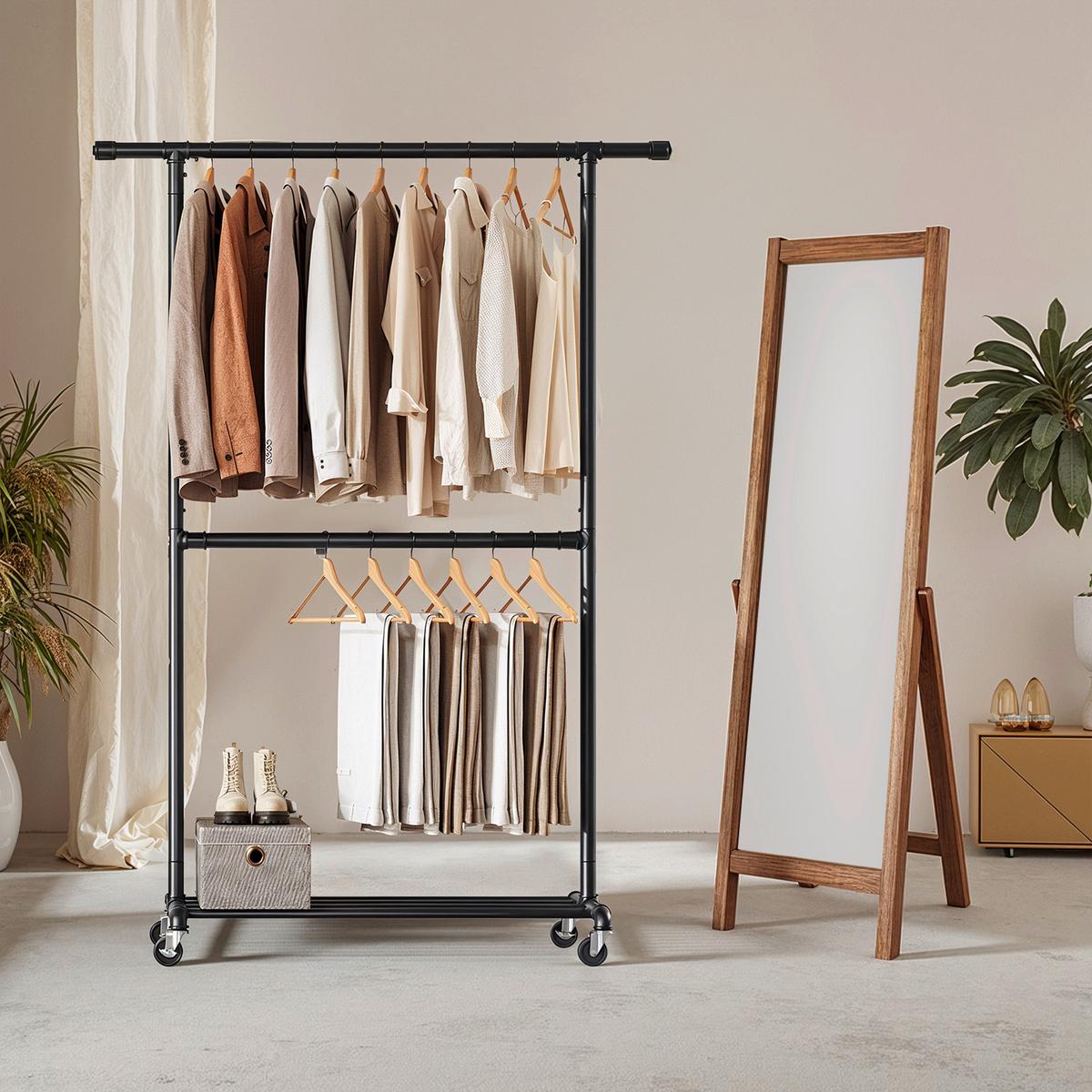 Kleiderwagen Schwarz B: 130 cm - Schwarz, Basics, Metall (130/198/49cm)