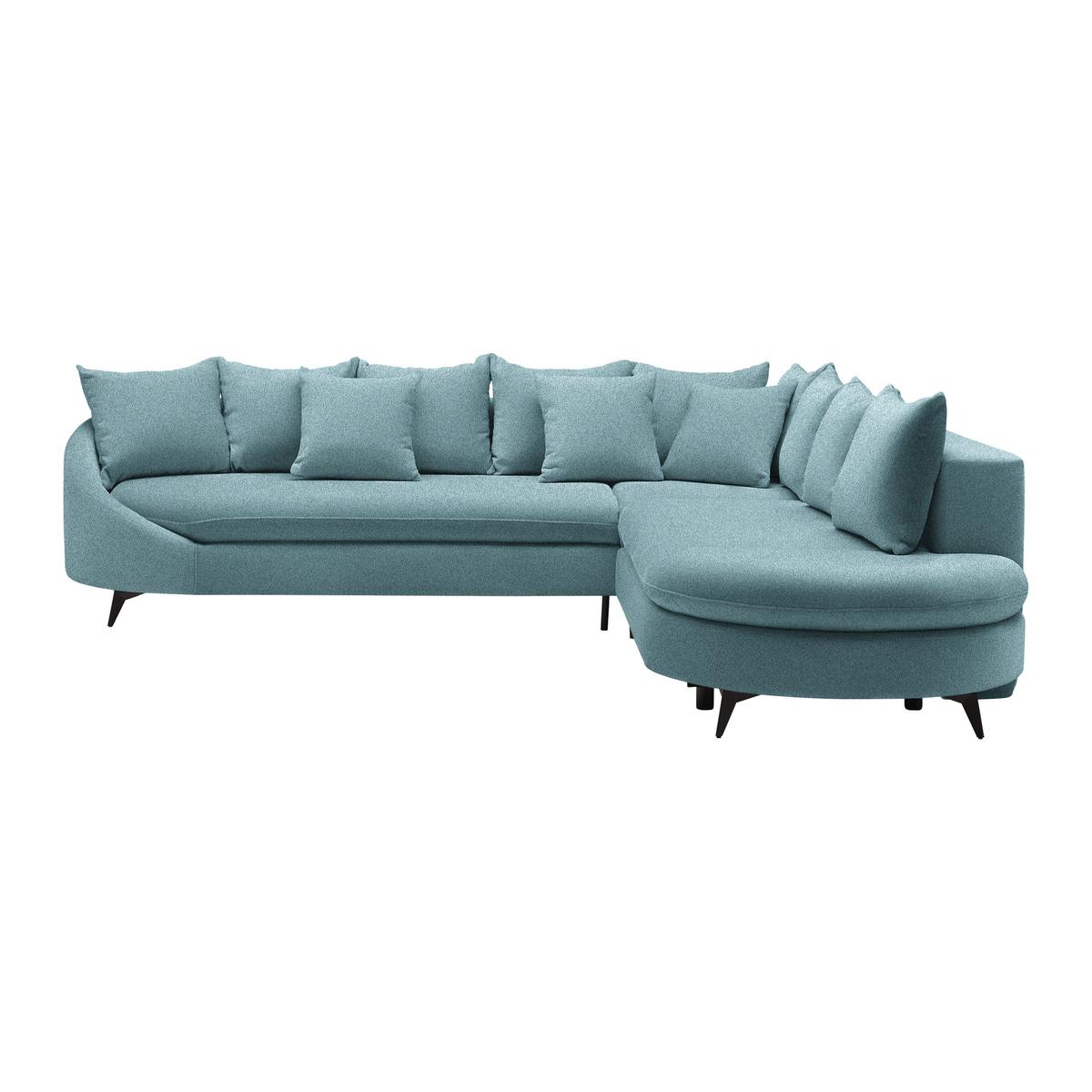 Rohová sedačka AXEL, pravá, modrá žinylka - modrá/černá, Moderní, kov/textil (291/250cm) - Mömax
