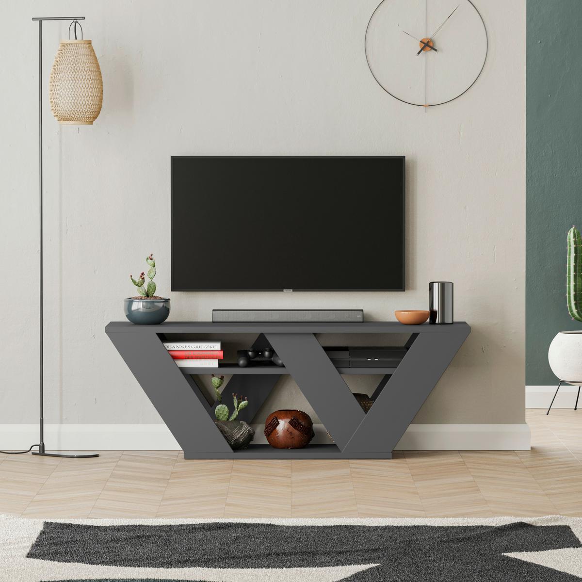 Lowboard Pipralla Fernsehtisch - Anthrazit, Design, Holzwerkstoff (110/30/40cm) - Livetastic