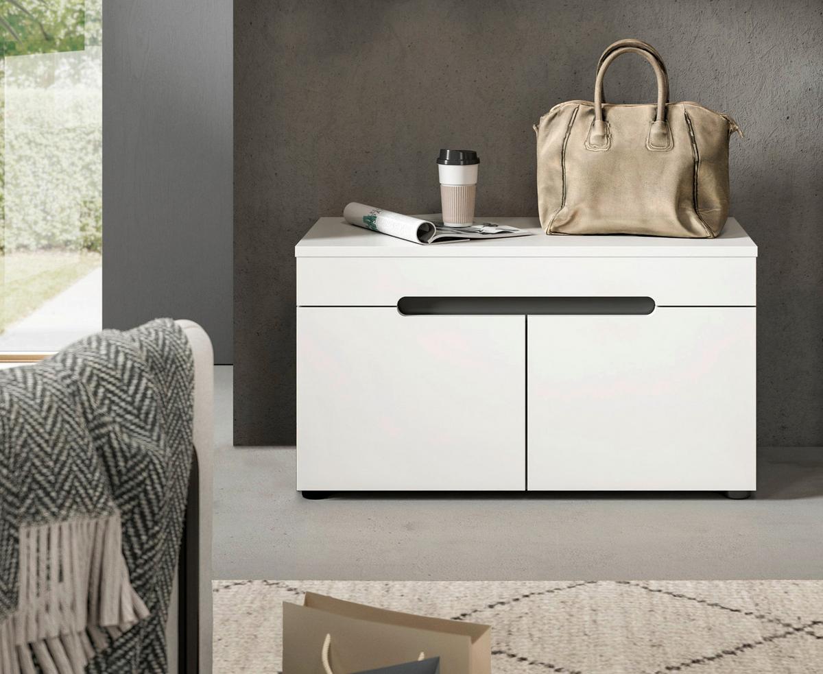 Sitzbank Canu Grau/Weiß B: 80 cm - Schwarz/Weiß, Design, Holzwerkstoff (80/45/37cm) - Livetastic