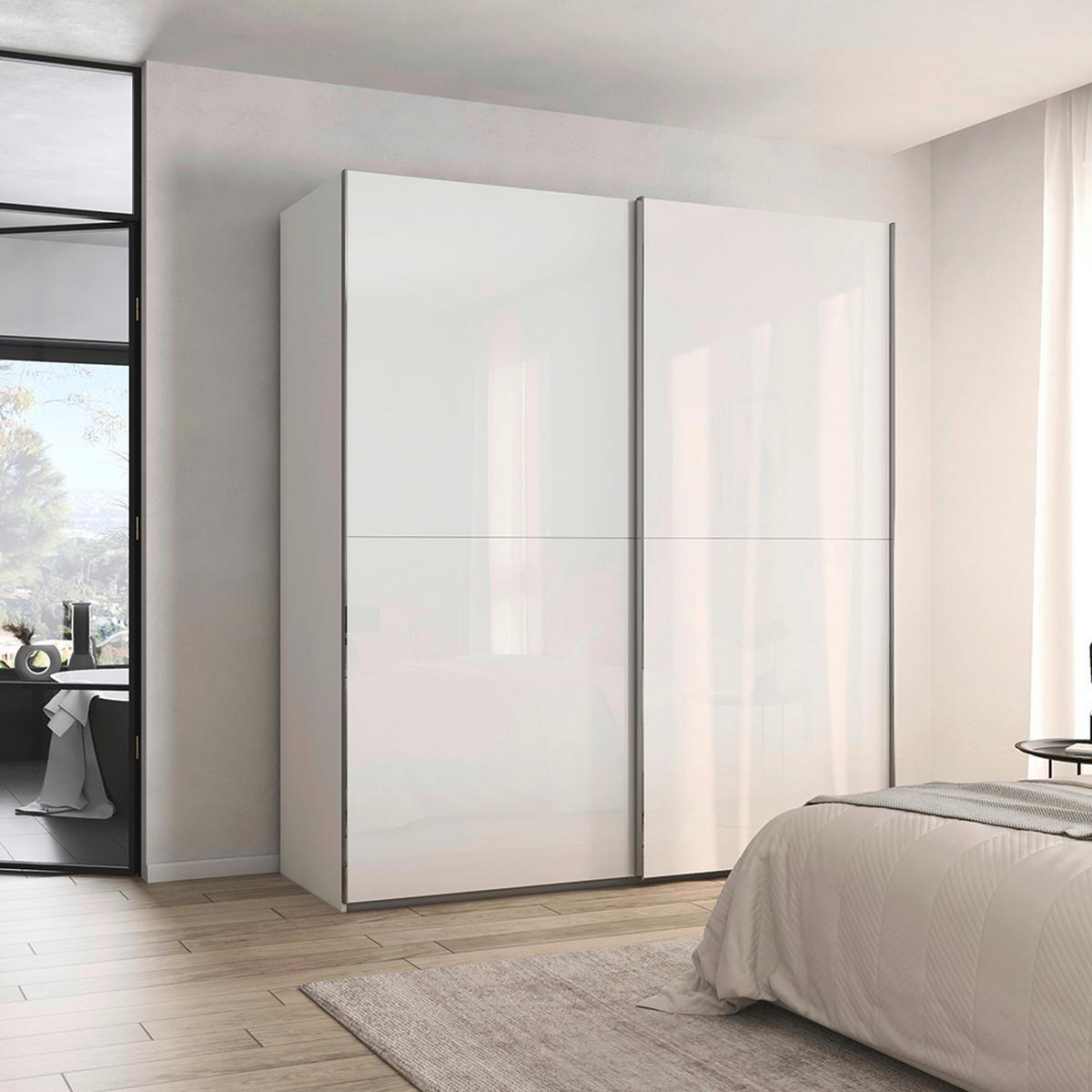 Šatní skříň FIFTY - bílá/barvy chromu, Konvenční, kov/kompozitní dřevo (201/223/66cm)