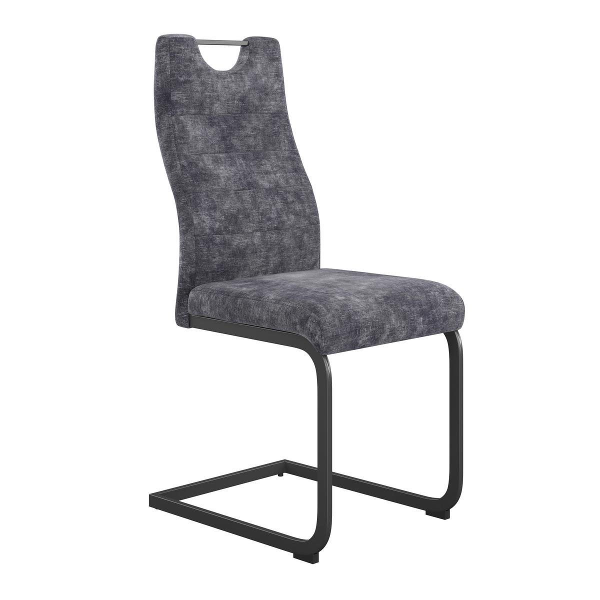 Schwingstuhl Melbourne Grau gepolstert - Schwarz/Grau, MODERN, Textil/Metall (44/101/58cm)