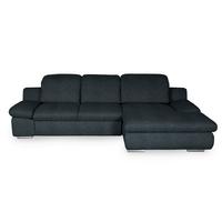 Ecksofa Isona Schwarz Chenille - Chromfarben/Schwarz, Design, Textil (286/165cm) - Livetastic