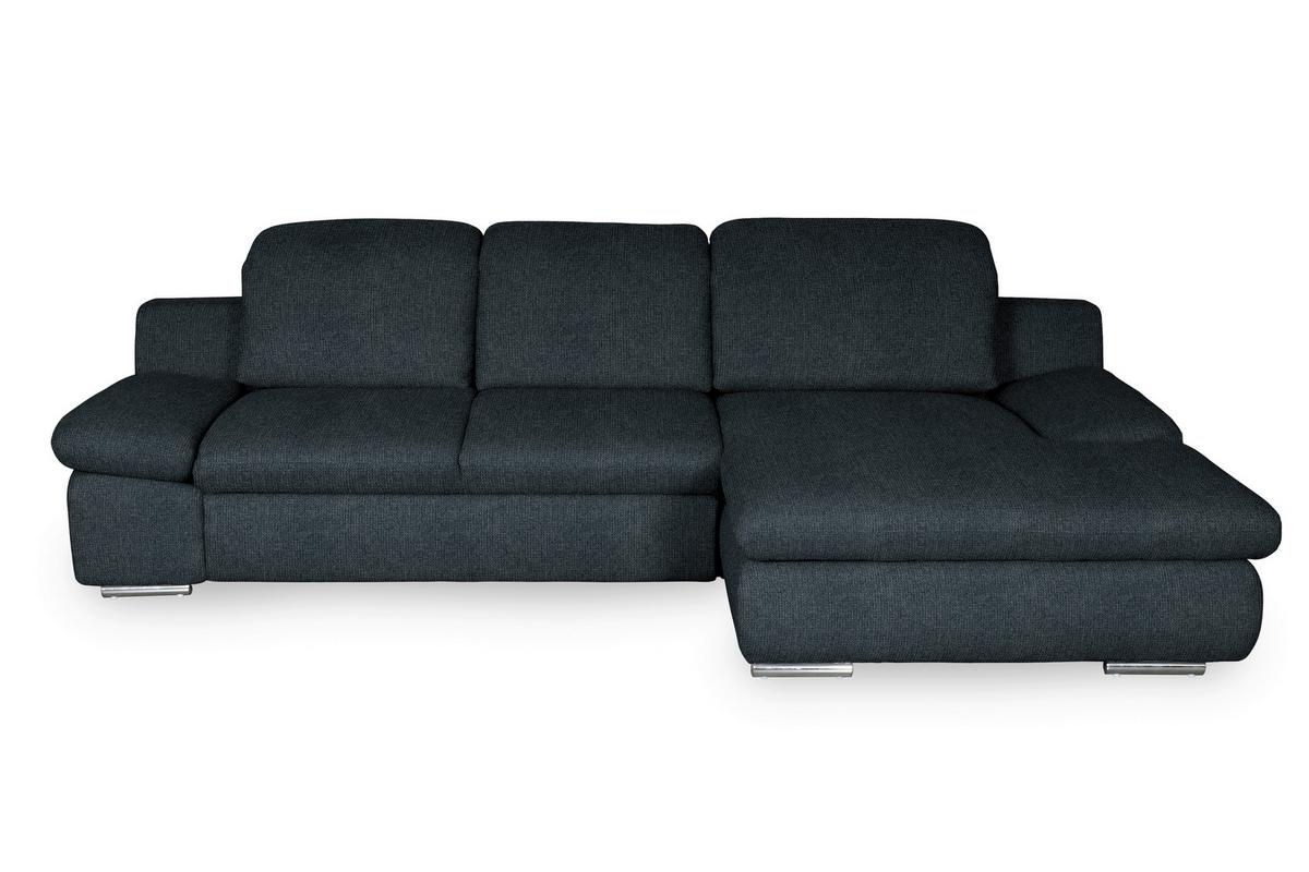 Ecksofa Isona Schwarz Chenille - Chromfarben/Schwarz, Design, Textil (286/165cm) - Livetastic