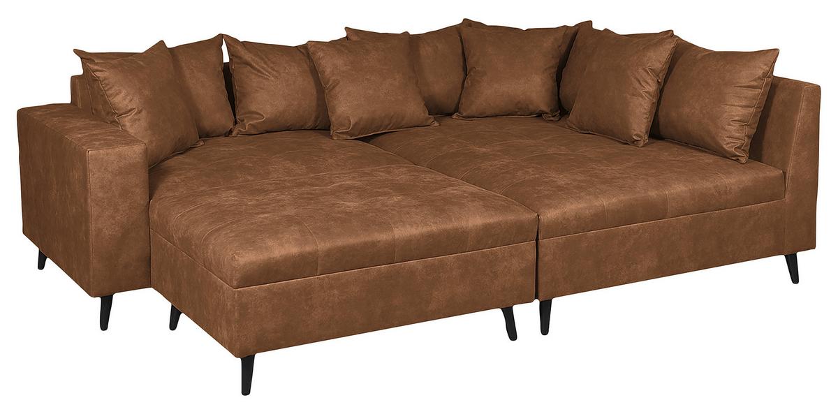 Ecksofa Pruno, Braun S: 247x174 Cm - Schwarz/Braun, Design, Textil (247/174cm) - MID.YOU