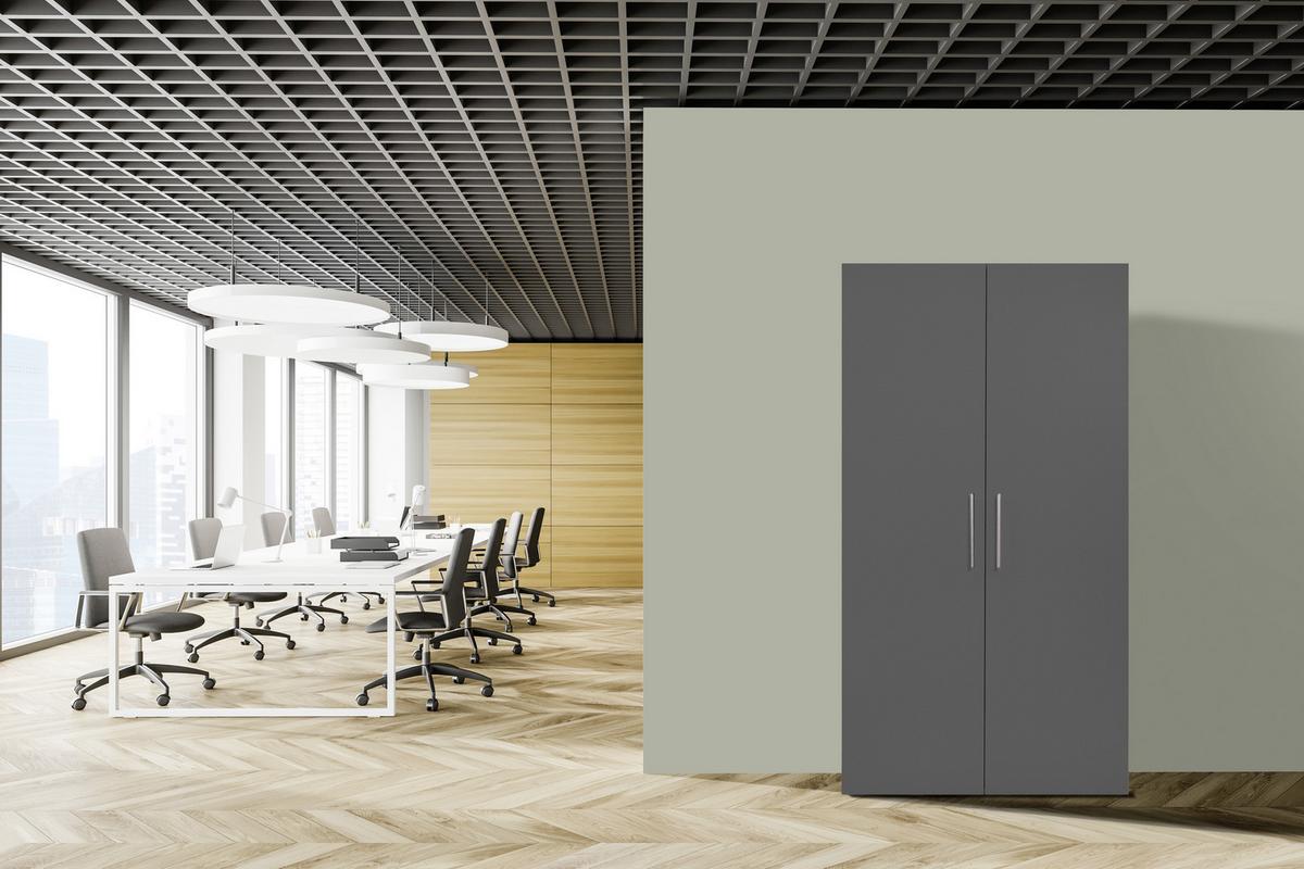 Schrankküche M. Mikrowelle + Kühlschrank 104 Cm Weiß/grau - Weiß/Grau, MODERN, Holzwerkstoff/Metall (104/193/67cm) - Respekta