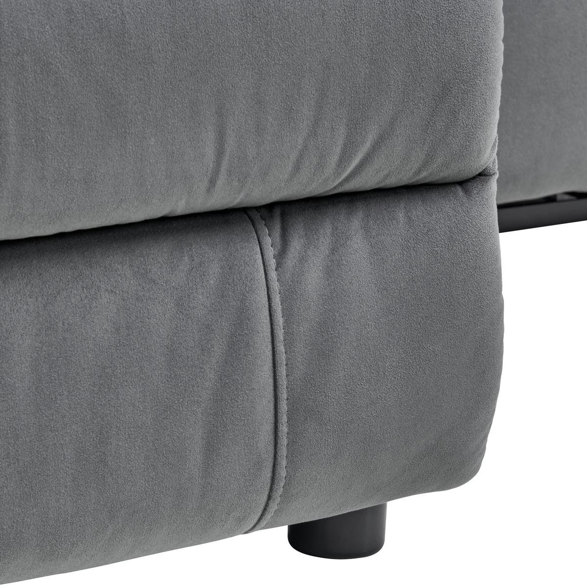 Ecksofa Boston - Schwarz/Grau, Basics, Textil/Metall (216/159cm) - P & B