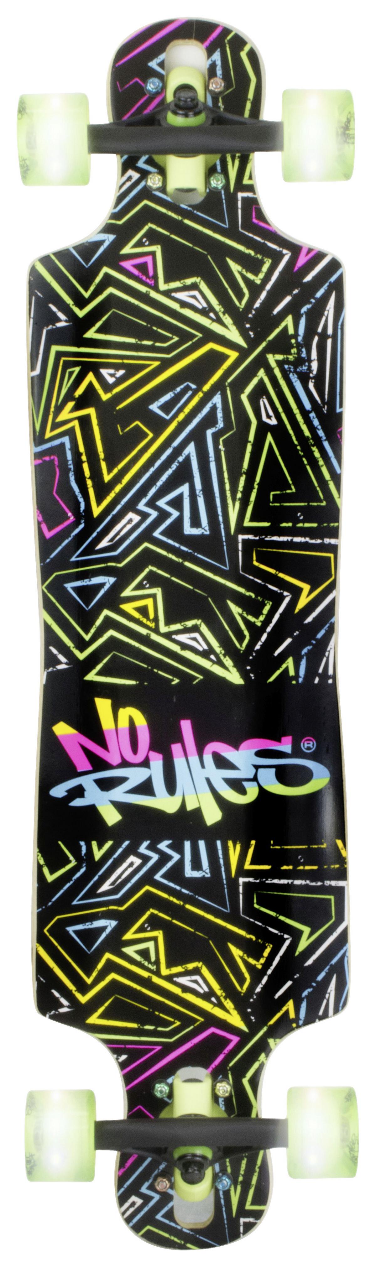 Longboard Norules L: 83 cm, Abec-7, LED-Beleuchtung - Gelb/Schwarz, Basics, Holz (83/22/10cm)