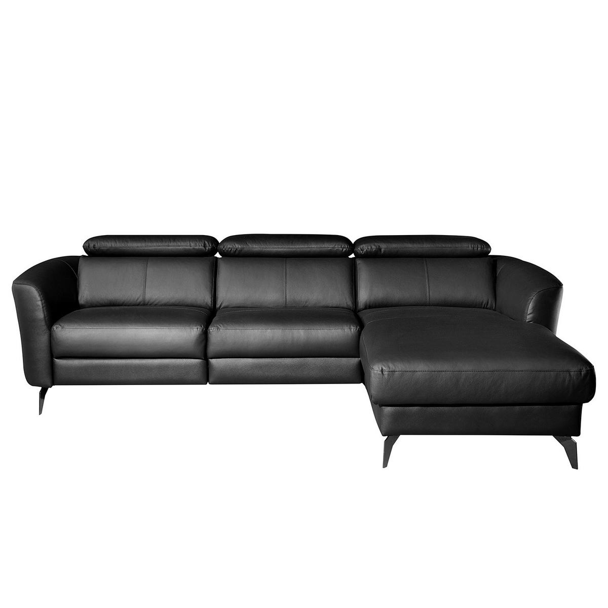 Ecksofa Berne Schwarz S: 261x183 Cm - Schwarz, Design, Leder/Textil (261/183cm) - Livetastic
