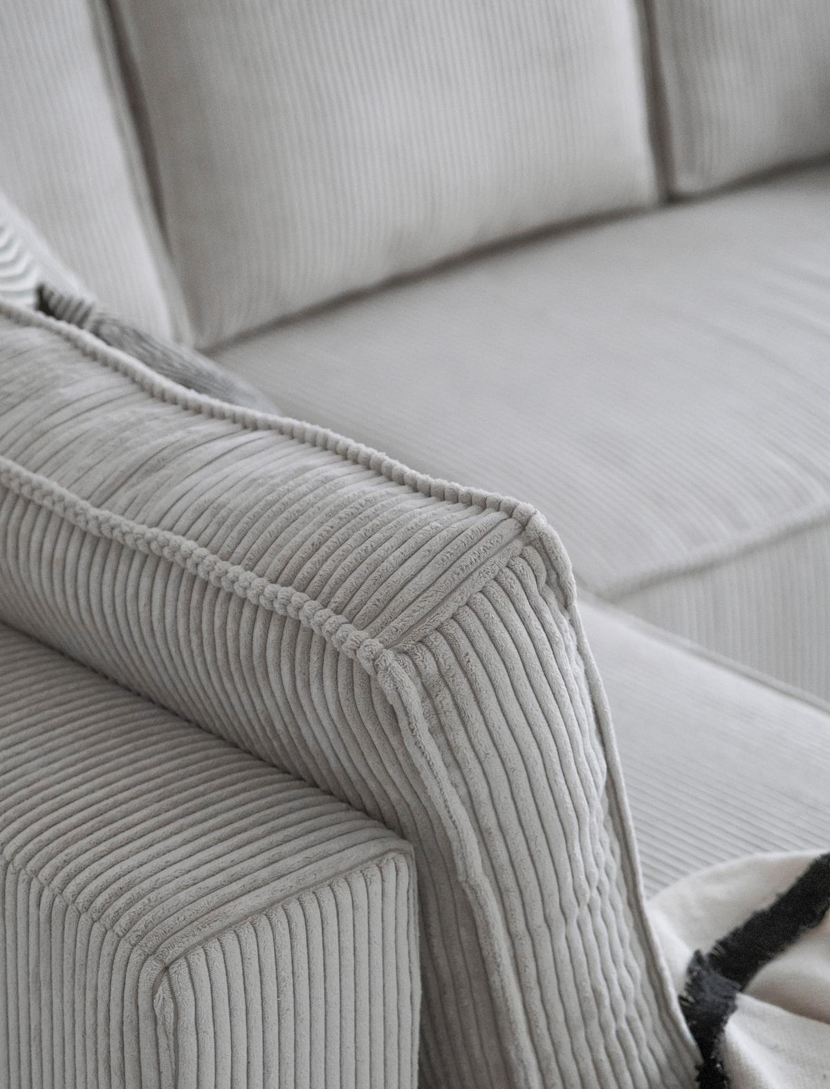 Rohová sedačka OLIVER, béžová, manšestr, levá - černá/béžová, Design, textil/plast (194/322/156cm) - MID.YOU