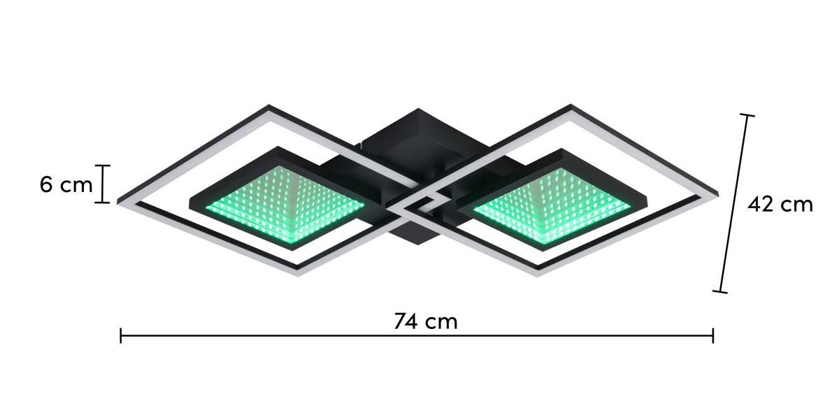 Stropní LED svítidlo Preceval, 74/42cm - černá, kov/plast (74/42/6cm) - Premium Living