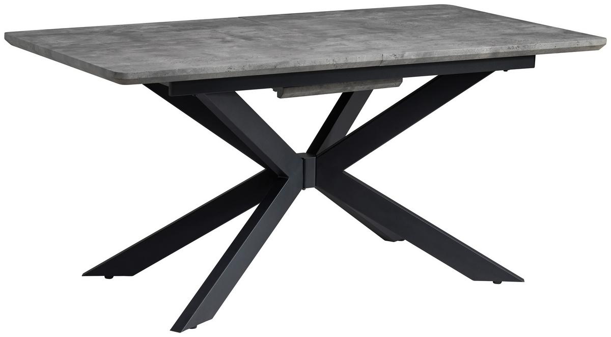 Ausziehtisch Leif 160 Az Mdf Betonoptik, B: 160-200 Cm - Schwarz/Grau, KONVENTIONELL, Holzwerkstoff/Metall (160-200/90/76cm) - MID.YOU