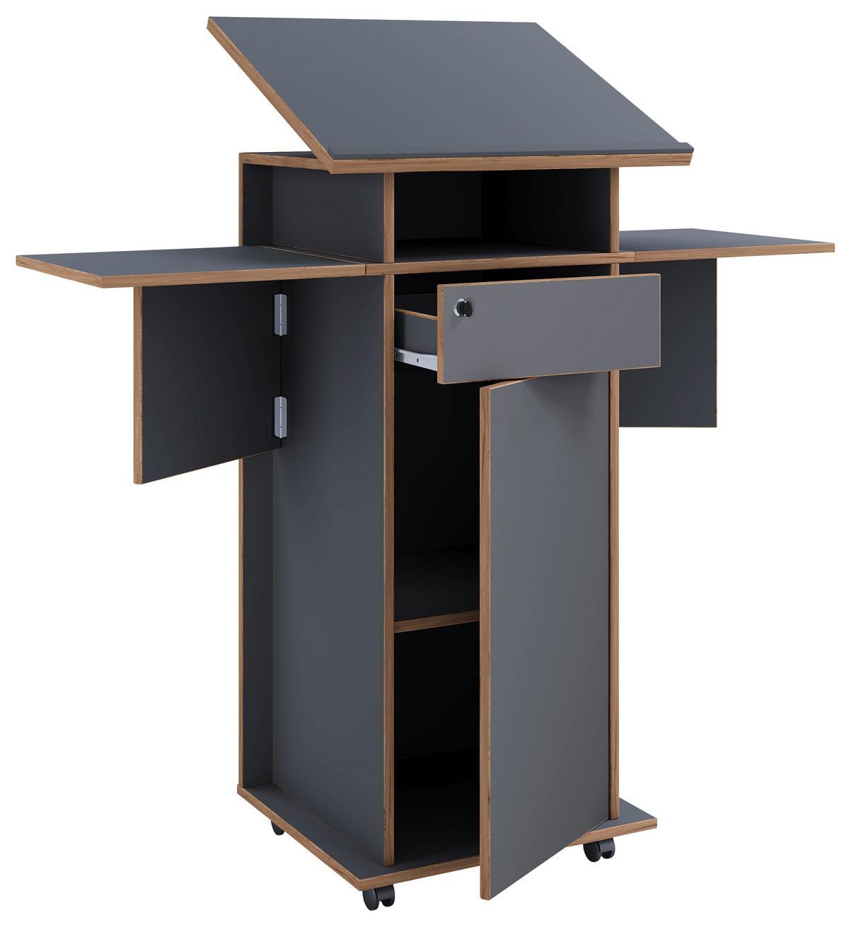 Stehpult Salia Anthrazit, Honigeiche B:123 cm - Honigeiche/Anthrazit, Design, Holzwerkstoff (123/128/44cm) - MID.YOU