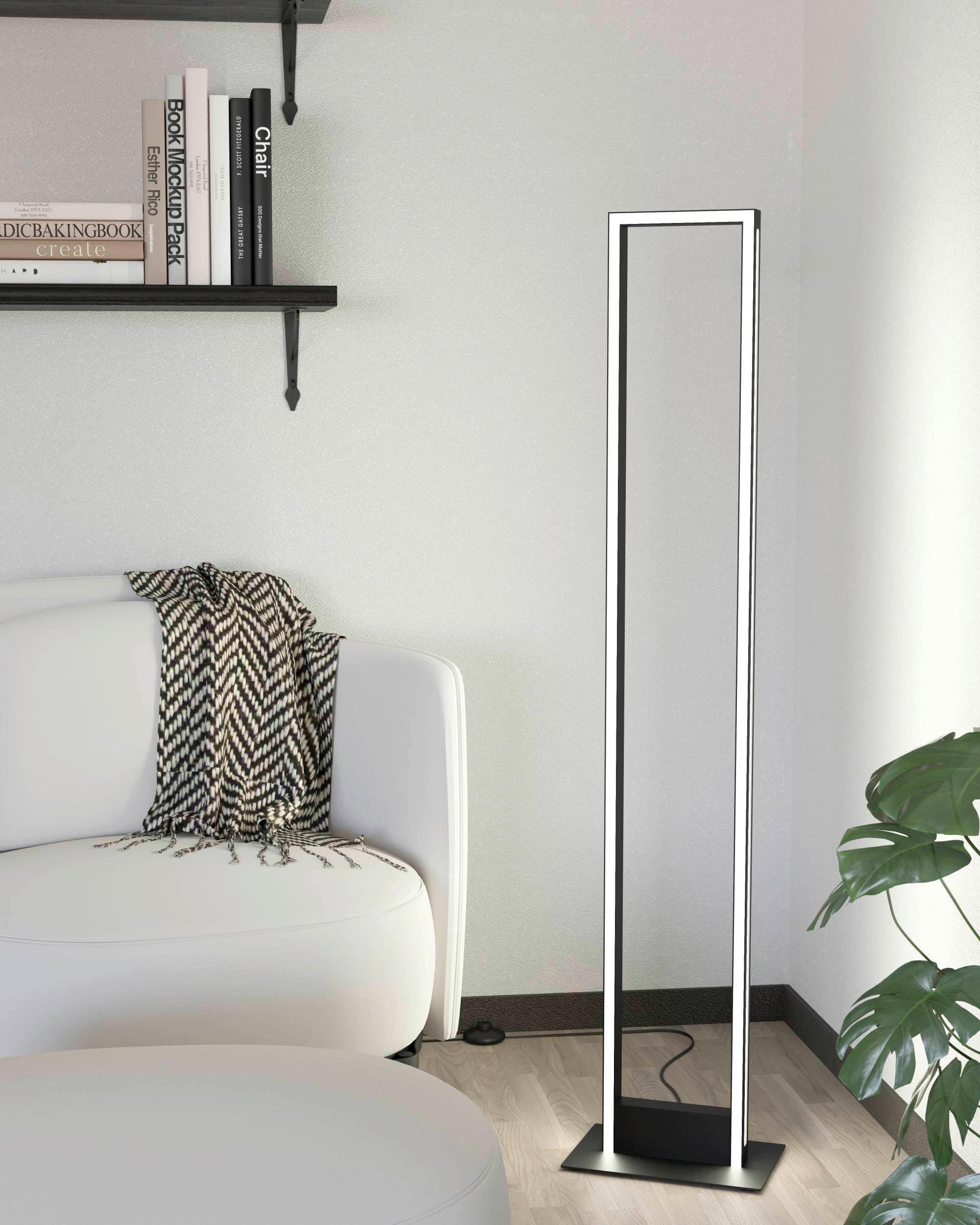 LED-Stehlampe Savilanas-Z Schwarz/Weiß mit Fußschalter - Schwarz/Weiß, Design, Kunststoff/Metall (20/35/130,50cm) - Eglo