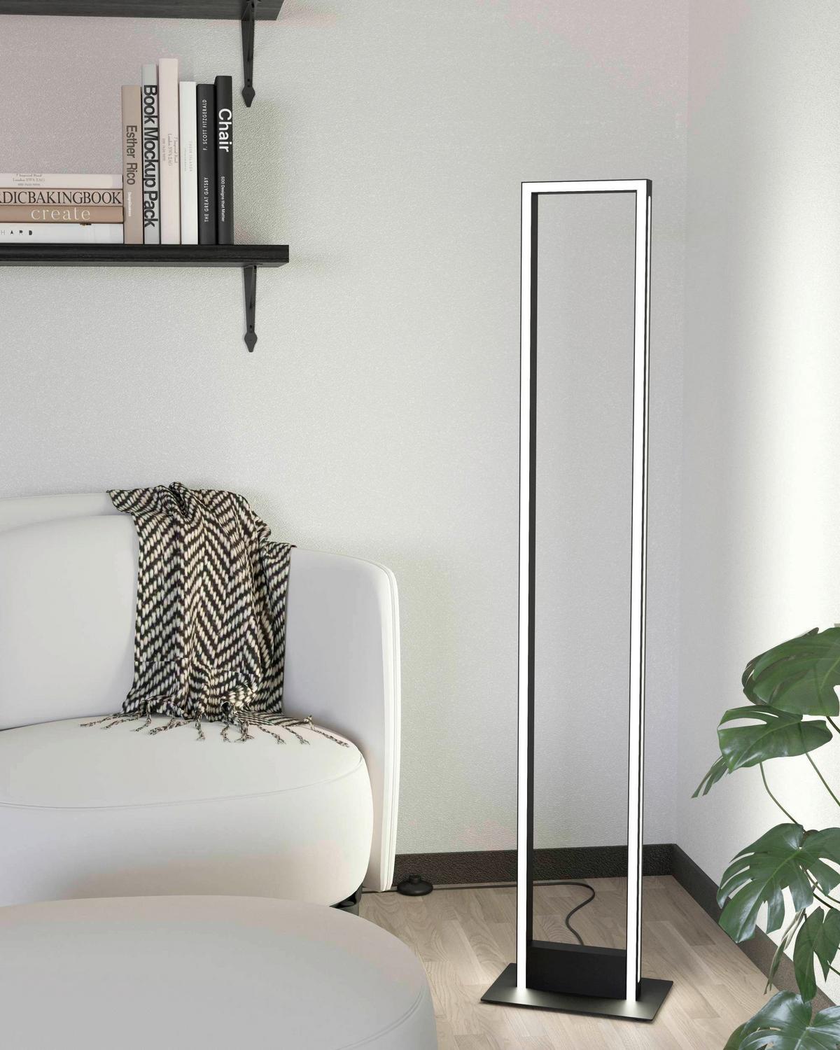 LED-Stehlampe Savilanas-Z Schwarz/Weiß mit Fußschalter - Schwarz/Weiß, Design, Kunststoff/Metall (20/35/130,50cm) - Eglo