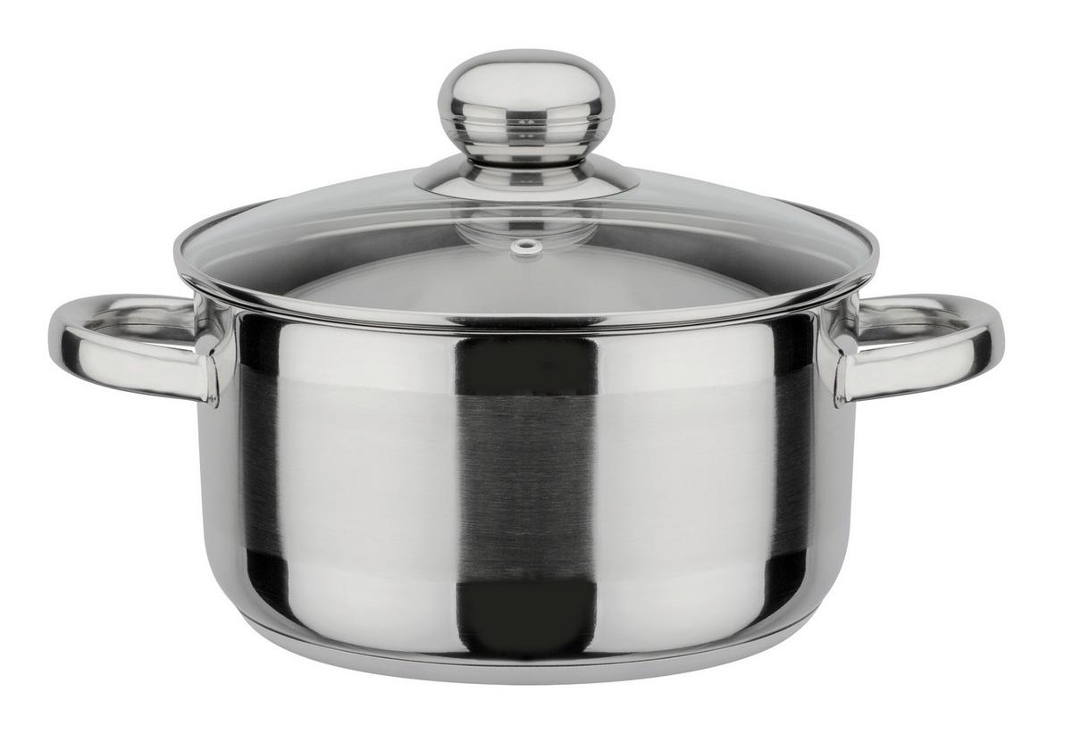 Kochtopfset Edelstahl, 5-teilig - Klar/Edelstahlfarben, Basics, Glas/Metall - GSW