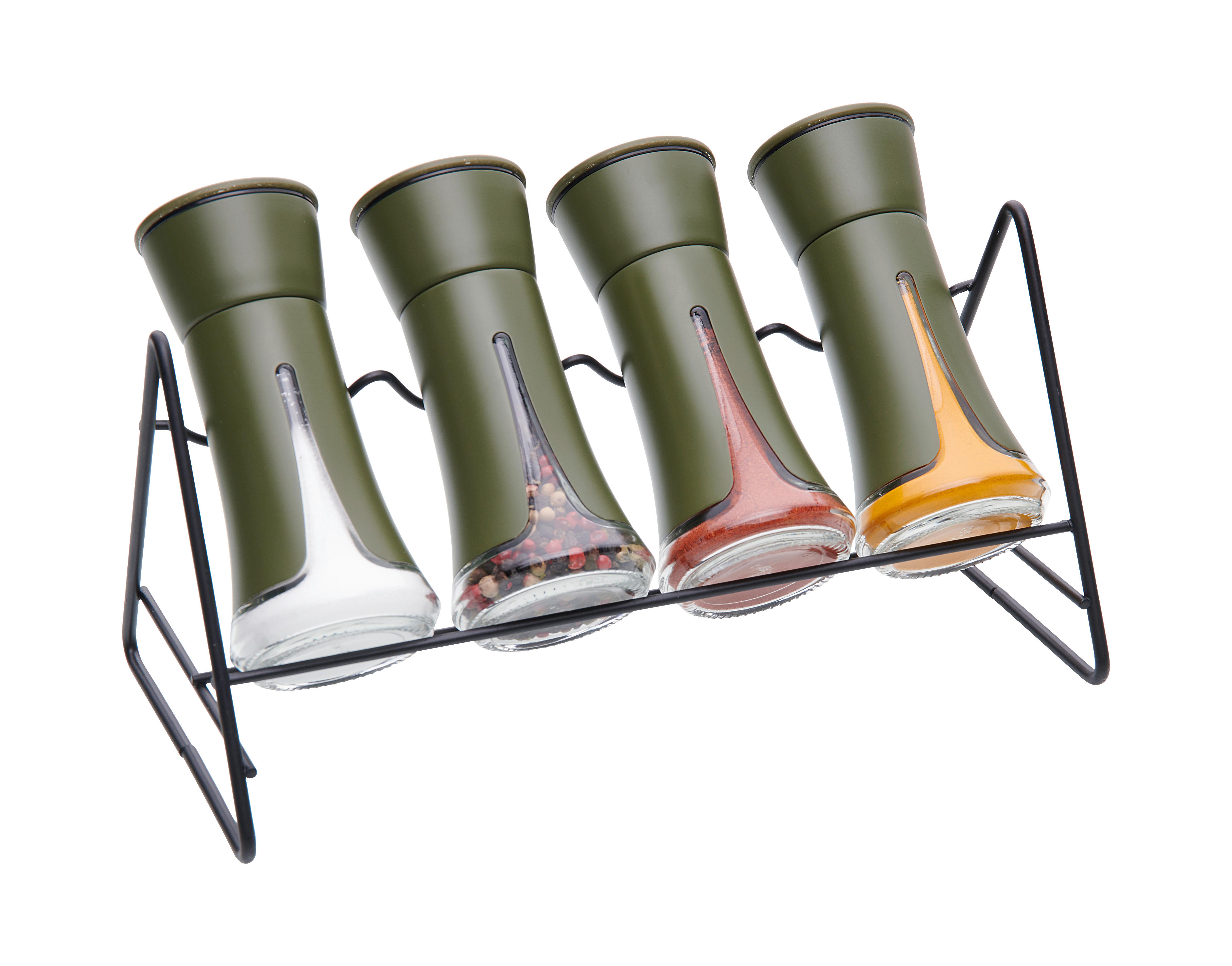 Polička Na Koreničky Oil Green, 5 Koreničky - čierna, Moderný, kov/plast (26,5/15/15,5cm) - Premium Living