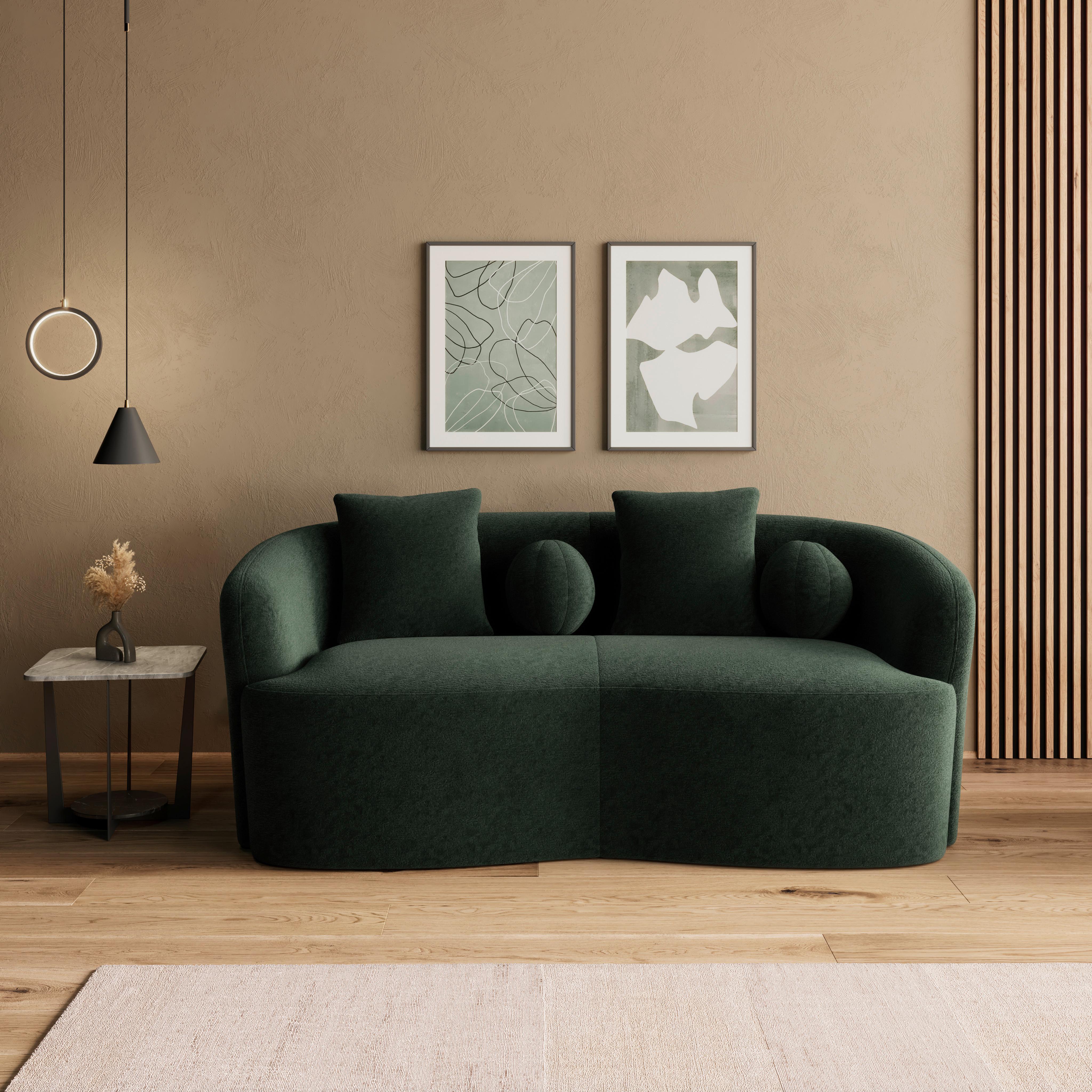 Pohovka JULIE, zelená ženilka, max. 360 kg - zelená, Modern, drevo/textil (178/66/82cm) - Bessagi Home