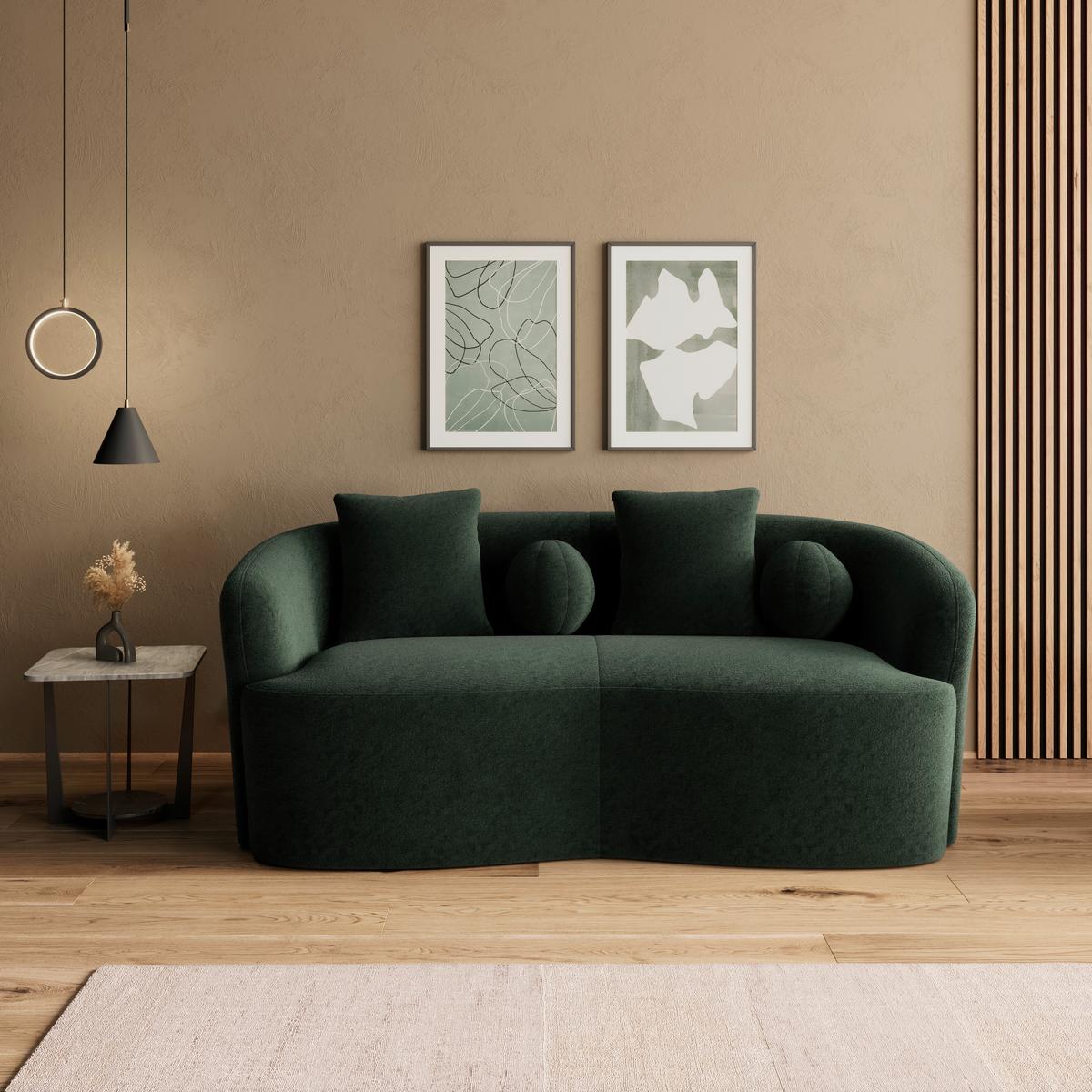 Pohovka JULIE, zelená ženilka, max. 360 kg - zelená, Modern, drevo/textil (178/66/82cm) - Bessagi Home