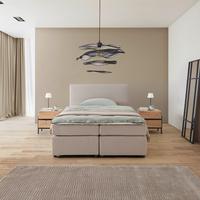 Boxpringová posteľ s toperom, 140x200 cm, béžová - čierna/béžová, Modern, drevo/textil (140/200cm) - Bessagi Home