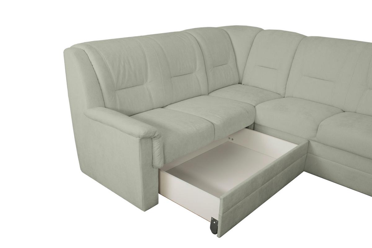 ECKSCHLAFSOFA Rafael, Mintgrün S: 279x224cm - Beige/Schwarz, Trend, Textil (279/224cm)