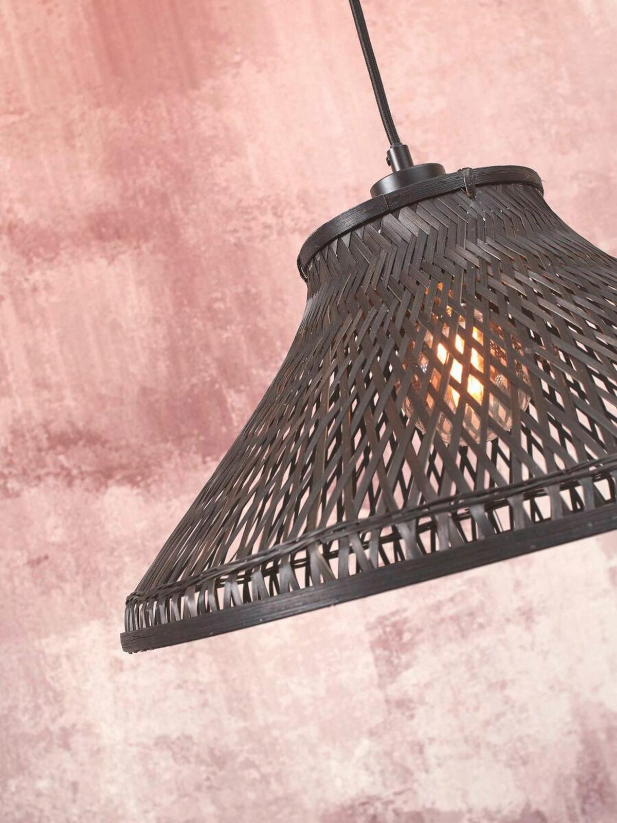 Hängeleuchte Tahiti/H45/B - Schwarz, Trend, Holz (45/45/20cm) - Good & Mojo