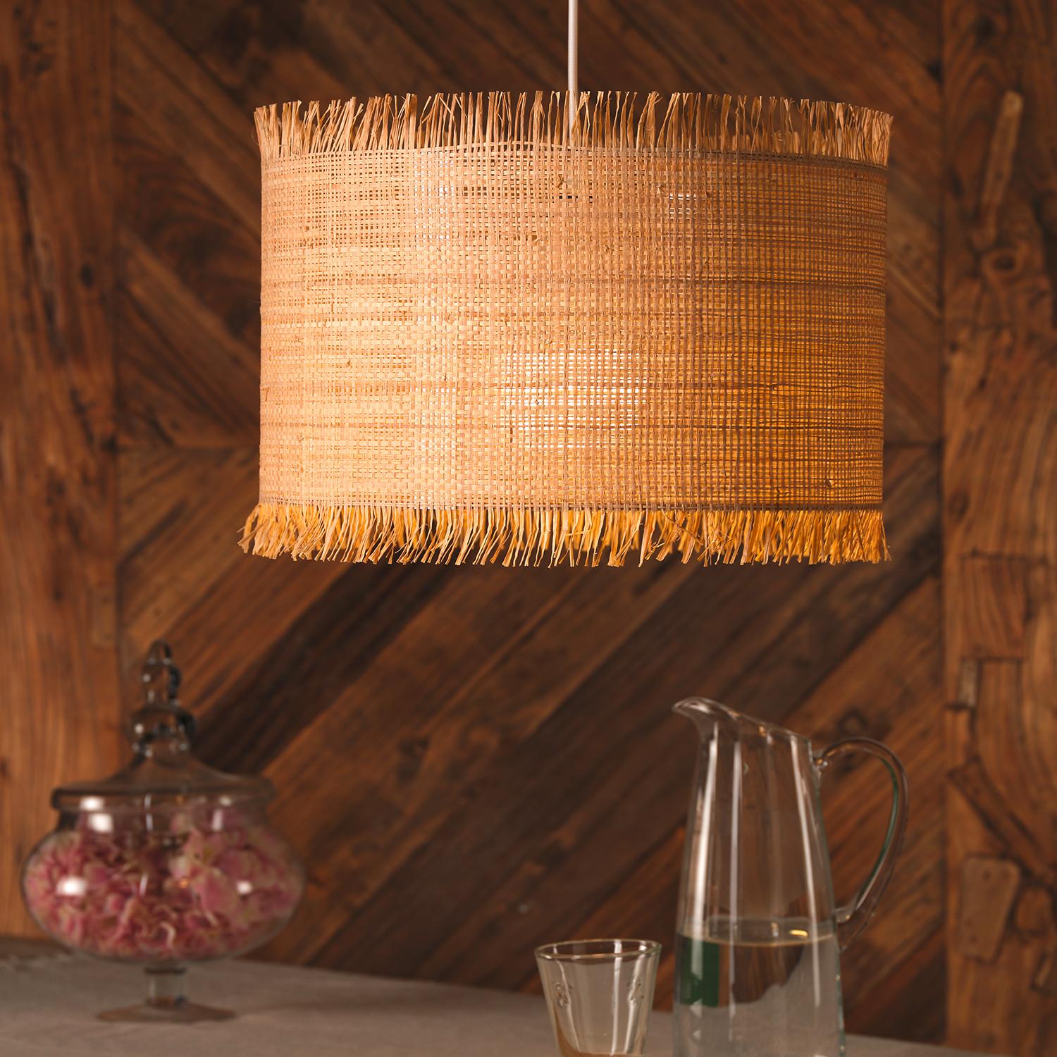 Pendelleuchte Fringilla Sandfarben L: 40 cm - Sandfarben, Natur, Holz (40/40/130cm)
