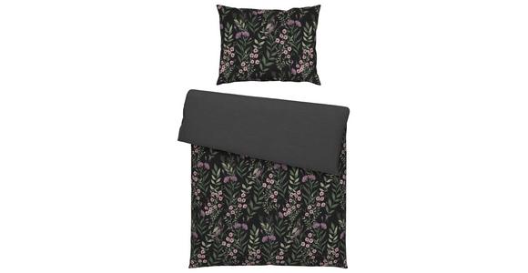Satin Bettwäsche 140 X 200 Cm Olivia Anthrazit Blumen - Anthrazit, ROMANTIK / LANDHAUS, Textil (140/200cm) - James Wood