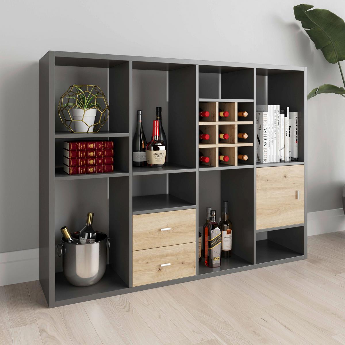Regal Fortuna - Grau, Basics, Holzwerkstoff (113/147/34cm) - MID.YOU