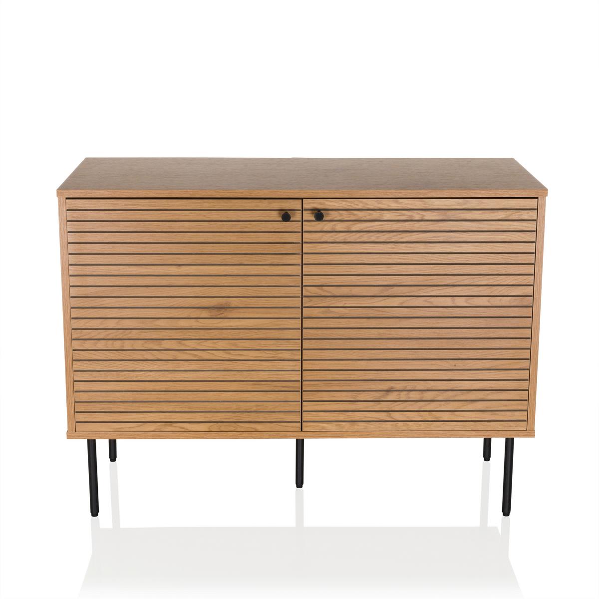 Linno S Sideboard Eichefarben B: 100 Cm - Eichefarben/Schwarz, MODERN, Holzwerkstoff (100/74/40cm) - MID.YOU